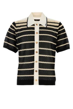 Amiri Black Embroidered Crochet Cardigan Shirt
