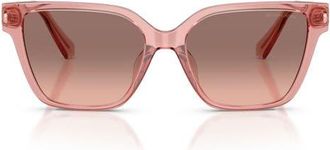 Michael Kors Piedmont 56mm Square Sunglasses in Pink Transparent /Pink Brown at Nordstrom