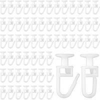OEM 100 Ganchos De Pl&aacute;stico Blanco Para Rieles De Cortinas, Deslizadores De Techo, Ganchos Colgantes Plegables Para Dormitorios Y Separadores De Ambientes