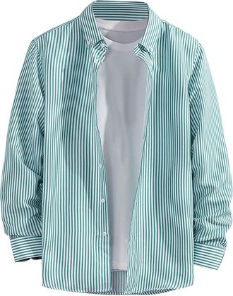 Generic Stripe Shirt Men Long Sleeve Thin Shirts Mens Long Sleeve Striped Oversiezd Long Sleeve Shirt Light Casual Long Sleeve Shirt Fashion Casual Shirt Big 