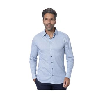 DeSoto Blauw geometrisch patroon overhemd - Heren - Casual Overhemden - Blauw - S - Katoen - Overhemden