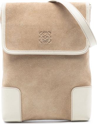 Loewe Womens Pre-owned Suede Anagram Crossbody - Tan Leather - One Size