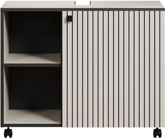 Calicosy Calicosy - Mueble bajo lavabo con ruedas 1 puerta y 2 nichos L80 cm - purebliss