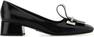 Prada 35mm Pump van geborsteld leer - Dames - Pumps - Zwart - 38 EU - Leer - Schoenen
