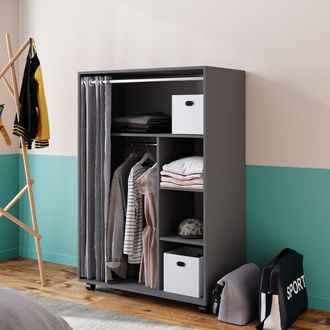 Vicco Armario De Ropa Doros, Gris, 100 X 146.6 Cm Con Rodillos