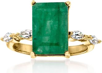 Ross-Simons Emerald and. White Topaz Ring in 18kt Gold Over Sterling