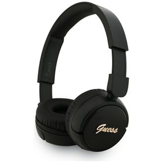 OEM Auriculares Supraaurales Guess Bluetooth 5.3 Con Logotipo Met&aacute;lico Y Dise&ntilde;o En Cursiva, Color Negro