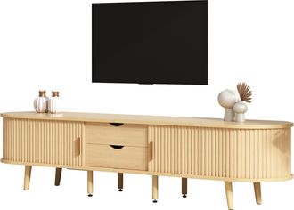 STILVORA Conjunto De Muebles De Sal&oacute;n Con Mueble De Tv Y Mesa De Centro Ovalada, Almacenaje, Para Sal&oacute;n Moderno, Mdf, Madera