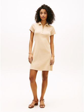 Tommy Hilfiger Womens Zip Polo Dress - Beige - XXL