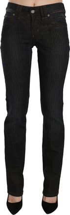 John Galliano Womens Pinstripe Jeans - Black Cotton - Size 26 (Waist)