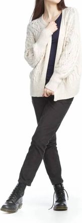 Papillon Cable Knit Cardigan In Cream