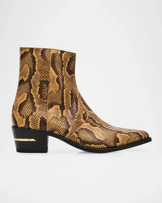 Amiri Men & apos;s Python-Embossed Leather Ankle Boots