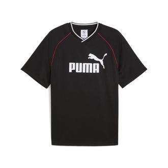 Puma T-Shirt PUMA ESS FOOTBALL JERSEY, Herren, Gr. XXL, schwarz (puma schwarz), Web, Obermaterial: 100% Polyester, unifarben, relaxed fit normal, Shirts T-