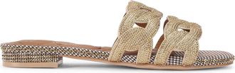 Kurt Geiger Womens Crystal Chain Flat Sdl Sandals - Gold Fabric - Size UK 7