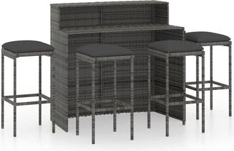 vidaXL Vidaxl - Juego De Muebles De Bar De Jard&iacute;n De 5 Piezas Y Cojines Gris