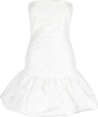 Rotate Cream Balloon Skirt Sleeveless Silk Mini Dress
