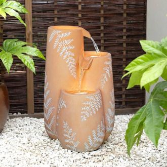 PRIMROSE Carron Cascading Ceramic Vase Water Feature in Orange