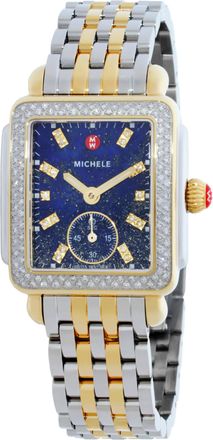 Michele Deco Mid Quartz Diamond Blue Dial Ladies Watch MWW06V000125
