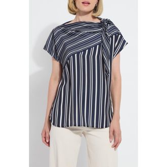 Lyss&eacute; Tamar Stripe Tie Neck Top in Nautical Collage at Nordstrom Rack, Size X-Large