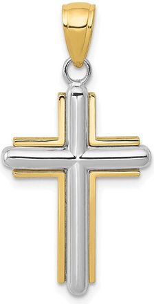 Diamond2Deal 10k Two-tone Polished Cross Pendant