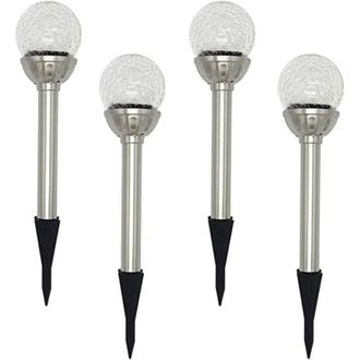 OEM Luci Solari Da Giardino Per Esterni - Set Di 4, Globo In Vetro Craquel&eacute; Rgb Con Led A Cambio Colore, Durata Della Batteria 6-10 Ore