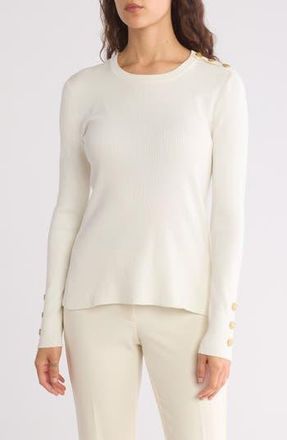 Ellen Tracy Stripe Ribbed Sweater in Marshmallow at Nordstrom Rack, Size X-Large