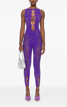 Poster Girl Womens Rhinestoned Janice Jumpsuit In Twilight Purple
