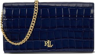 Lauren Ralph Lauren Croc-embossed Medium Adair Ii Crossbody Cross Body Womens Handbags Refined Navy, Leather