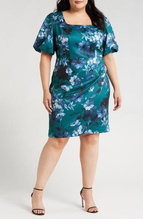 Alex Evenings Floral Sheath Dress in Teal Multi at Nordstrom, Size 16W