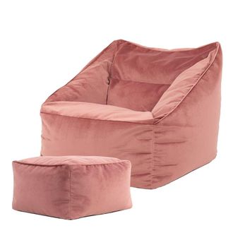 Icon Brand Puf sill&oacute;n con reposapi&eacute;s cuadrado de terciopelo amanecer rosa