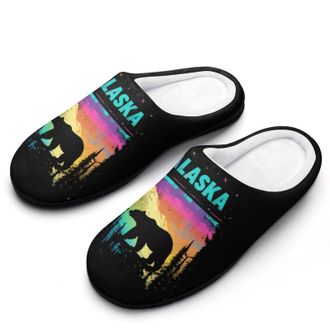 Generic Alaska State Proud Funny Mens Slippers Cotton Warm House Shoes Memory Foam Sandals Print Size 7-14