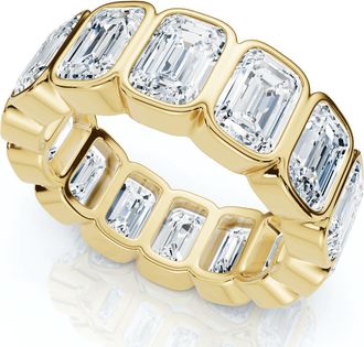 Pompeii3 8Ct Emerald Cut Bezel Diamond Eternity Band 14k Gold/Pt Wedding Ring Lab Grown