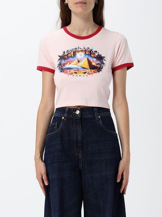 Casablanca T-shirt cropped in cotone organico con stampa grafica