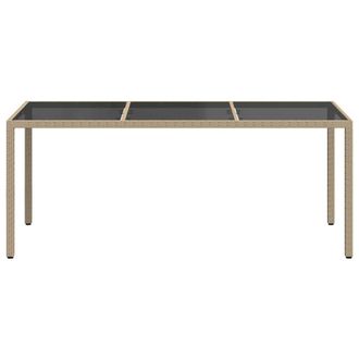 Berkfield Home Garden Table Beige 190x90x75 cm Tempered Glass & Poly Rattan | Size: 190 x 90 x 75 cm