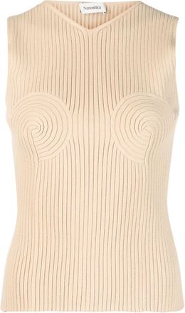 Nanushka shaped-bustier knitted top - women - Polyamide/FSC Viscose/Elastane - L - Brown