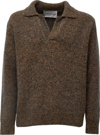 Amaranto Polo Knit - Heren - V-hals truien - Bruin - XL - Truien & Vesten