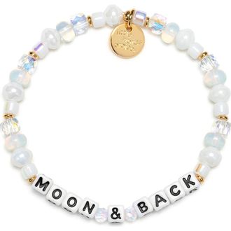 Little Words Project Moon & Back Beaded Stretch Bracelet in White at Nordstrom, Size Small