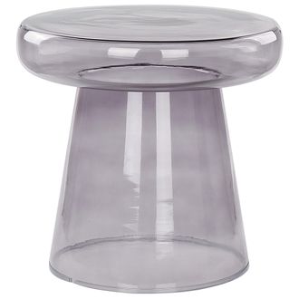 Beliani Mesa Auxiliar De Cristal Color Gris Caldera