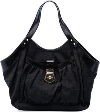 Fendi Pre-owned Canvas Tote - Dames - Vintage Schoudertas - Zwart - ONE Size - Leer - Vintage