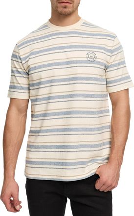 Indicode T-Shirt INDICODE INEron, Herren, Gr. XXL, copen blau, Single Jersey, Obermaterial: 80% Baumwolle, 20% Polyester, gestreift, regular fit normal, Rundha