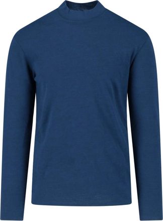 Jil Sander Blue Stand-Collar Wool-Blend Sweater