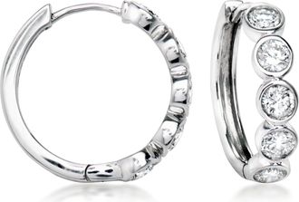 Ross-Simons Bezel-Set Lab-Grown Diamond Hoop Earrings in Sterling Silver