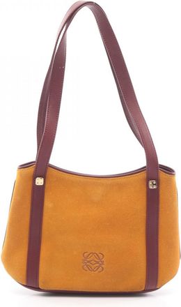 Loewe Bordeaux Yellow Suede Leather Handbag Tote Bag (Pre-Owned)