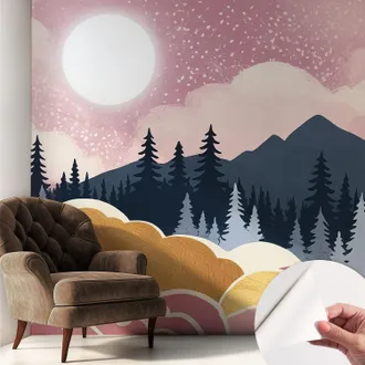Tulup Carta Da Parati Autoadesiva - Impermeabile - Murale Da Parete - Decorazione Murale - Tramonto Rosa 250x250 Cm
