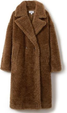 Reiss Darla Double Breasted Faux Fur Coat in Brown at Nordstrom Rack, Size Large