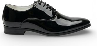 Infinity Leather Mens Formal Black Patent PU Leather Oxford Dress Brogue Shoes