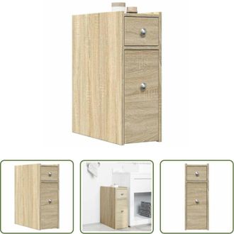 vidaXL Armadietto da bagno stretto - Armadietto da Bagno Stretto con Ruote Rovere Sonoma Truciolato