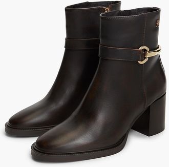 Tommy Hilfiger Womens Leather Ankle Riding Boot - Brushed Brown - US 6.5 / EU 37