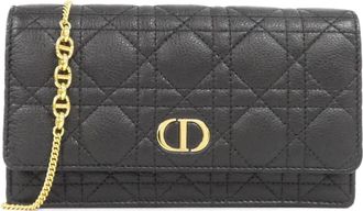 Dior Black Leather Chain/Shoulder Wallet (Pre-Owned)