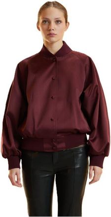 Cynthia Rowley Satin Bomber Jacket in Burgundy at Nordstrom, Size X-Small